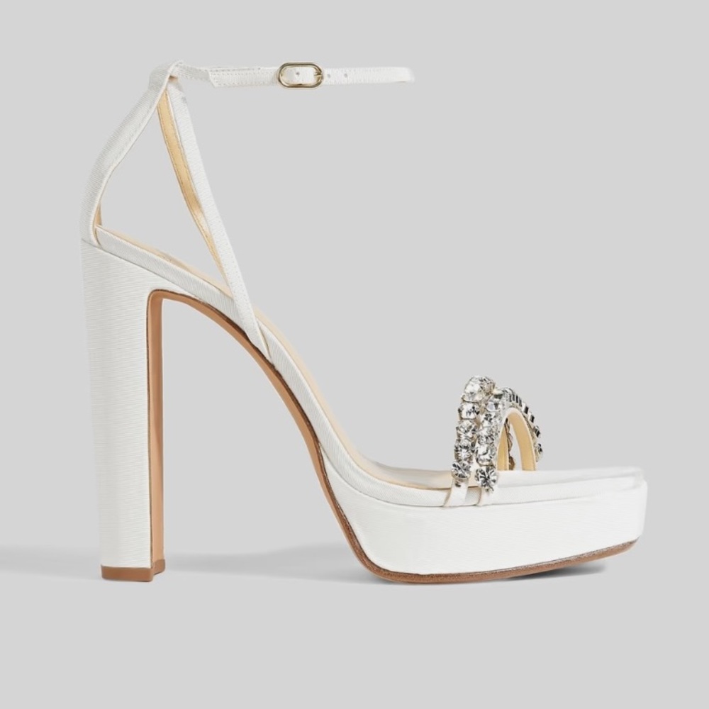 Alexandre Birman White Crystal Platform Sandal, size 40, new but no box